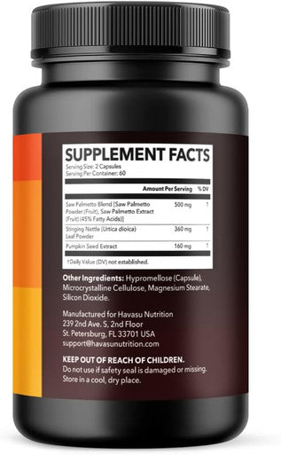 Havasu Nutrition Black Seed Oil Organic Cold Pressed Liquid (8 Fl Oz) & Pumpkin Seed Oil With Saw Palmetto For Men (60 Servings)