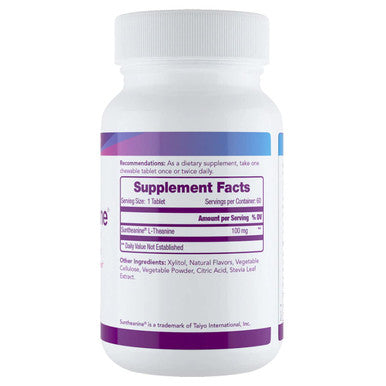 Tomorrow's Nutrition - SunTheanine L-Theanine, 100mg Tablets to Help Concentration, Focus, and Stress, 60 Chewable Tablets