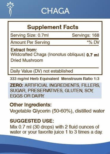 Secrets of the Tribe Chaga Tincture Alcohol-Free Extract, High-Potency Herbal Drops, Tincture Made from Wildcrafted Chaga (Inonotus obliquus) Dried Mushroom 4 oz