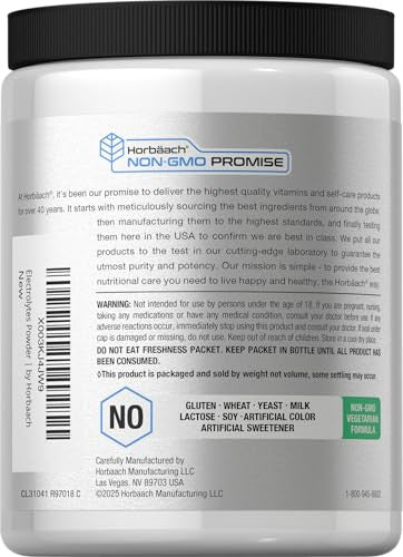 Horbaach Electrolytes Powder 130 Servings 16 Oz