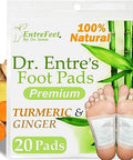 Entrefeet Dr. Entre'S Foot Pads 20 Pack Of Turmeric & Ginger Premium Pads To Feel Better Sleep Better & Relieve Stress Organic Foot Patches