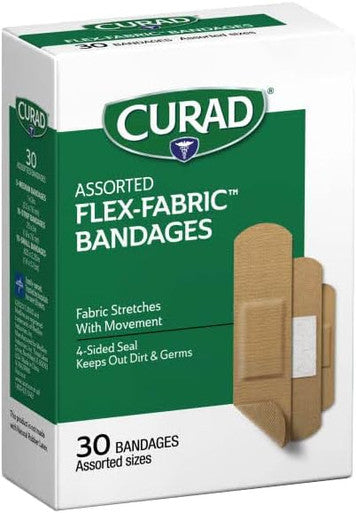 Curad Flex-Fabric Adhesive Bandages Assorted Sizes 30 Count