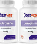 BESTVITE L-Arginine 500mg (480 Capsules) (240 x 2) - No Magnesium Stearate - No Silicon Dioxide - No Fillers - Non GMO - Gluten Free