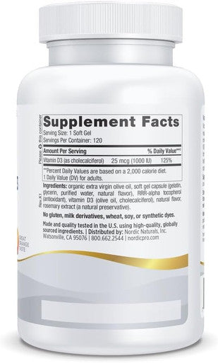 Nordic Naturals Pro Vitamin D3 1000 Orange - 120 Mini Soft Gels