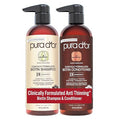 Pura D'Or Professional Grade Clinically Formulated Biotin Shampoo & Conditioner For Hair Thinning - 2X Concentrated Proprietary Herbal Blend Thickening Products For Women & Men Sulfate 16Oz X2
