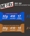 Metrx Big 100 Protein Bars Meal Bars Variety Pack Super Cookie Crunch And Chocolate Chip Cookie Dough Bars 12 Count 3.52 Oz.