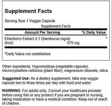 Swanson Sambucus Elderberry Extract 575 mg 120 Veg Caps