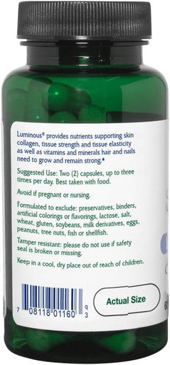 Vitanica Luminous Hair Skin and Nail Support Vegan 60 Capsules