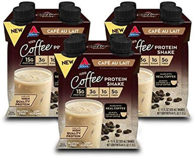 Atkins Creamy Milk Chocolate Plus Protein Shake 30G Protein & CafÃƒÂ© Au Lait Iced Coffee Protein Shake 15G Protein Low Glycemic 3G Net Carb 1G Sugar Keto Friendly 12 Count