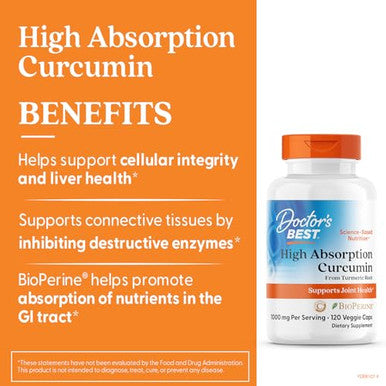 Doctor's Best Turmeric Curcumin Supplement For Men & Women 120 Veg Capsules 1000Mg
