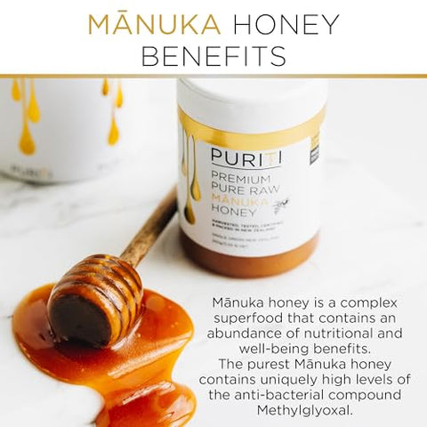 PURITI Premium Manuka Honey Lozenges High Potency - Sugar Free Drops | Genuine New Zealand Raw Manuka Honey Soothers for Coughs & Sore Throats | UMF Certified MGO 400+ UMF12+ (16 Pack)