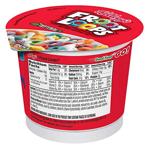 Kellogg's Froot Loops Breakfast Cereal, Good Source of Fiber, 15g Whole Grains, Giant Size, 23 oz