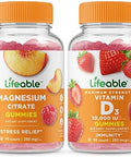 Lifeable Magnesium 85Mg + Vitamin D 10000 Iu Gummies Bundle Great Tasting Vitamin Supplement Gluten Gmo Chewable Gummy