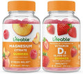 Lifeable Magnesium 85Mg + Vitamin D 10000 Iu Gummies Bundle Great Tasting Vitamin Supplement Gluten Gmo Chewable Gummy