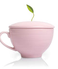 Tea Forte Jardin 3-Piece Tea Set with Pink Cafe Cup with Lid Tea Tray and 10 Assorted 2 of Each Variety Organic Handcrafted Pyramid Infuser Tea Bags