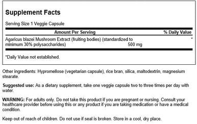 Swanson Agaricus Blazei Mushroom Extract 500 Mg 90 Caps