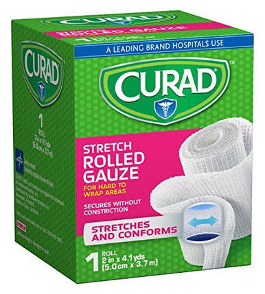 Curad Stretch Rolled Gauze 2" x 4.1 yds. Pack of 24
