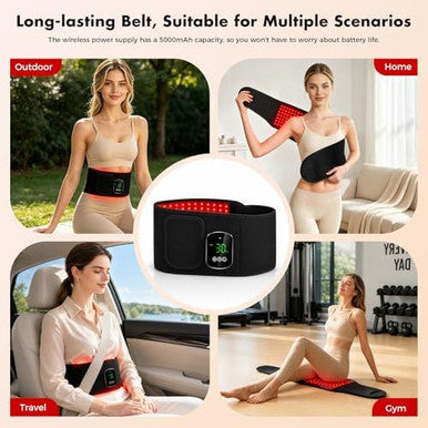 Miula 3-In-1 Cordless Red Light Therapy Belt For Back Abdomen 660Nm & 850Nm Wavelengths With Heat & Vibration Massage5000Mah Rechargeable Waist Wrap For Belt Discomfort Relief For Parents