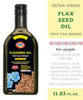 Flax Seed Cooking Oil - Amber Glass Bottle - Extra Virgin, Cold Pressed Flaxseed Oil Unrefined and Non-Deodorized Pure Essential 11.83 OZ