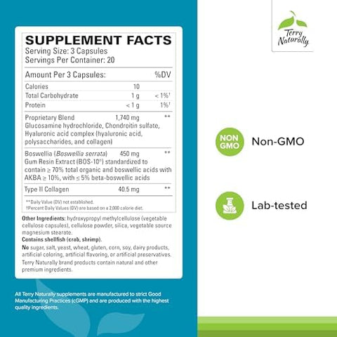 Terry Naturally Be Mobile Collagen Supplement For Joint Health Support Dietary Supplement With Boswellia Extract & Type Ii Collagen Lower Back & Knee Support Supplement 60 Capsules