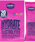 Bubs Naturals Hydrate Or Die Electrolytes Powder Packets For Fast Absorption Premium 2000Mg Electrolyte Powder For Sports Recovery & Wellbeing (Natural Lemon Flavor 20 Sticks)