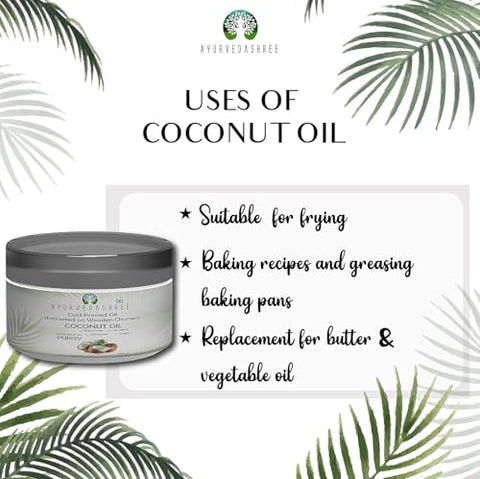 AYURVEDASHREE Cold Pressed Coconut Oil 3.38 fl oz., Cold Pressed Coconut Oil