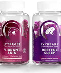 IvyBears Vibrant Skin and Restful Sleep Gummies Hyaluronic Acid Collagen Melatonin LTheanine and Lemon Balm Vegan Beauty and Sleep Support 2Pack Bundle