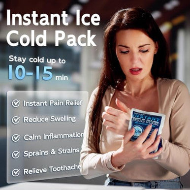 General Medi Instant Ice Cold Pack 4 x 5.5 Disposable Cold Therapy Ice Packs for Pain Relief Swelling Inflammation Sprains Toothache for Athletes and Outdoor Activities