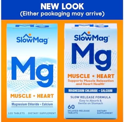 SlowMag Magnesium Chloride with Calcium 3Pack (60 Count) No Artificial Flavors Preservatives Yeast or Starch