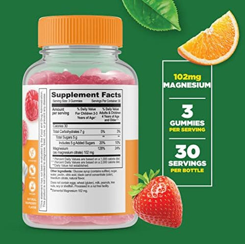 Lifeable Calcium Magnesium & Zinc Kids + Magnesium Kids Gummies Bundle Great Tasting Vitamin Supplement Gluten Gmo Chewable Gummy