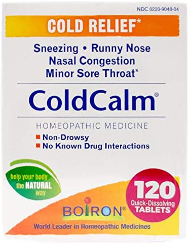 Boiron Coldcalm Tablets For Relief Of Common Cold Symptoms Such As Sneezing Runny Nose Sore Throat And Nasal Congestion Nondrowsy 120 Count (2 Pack)