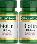 Nature'S Bounty Biotin Supports Metabolism For Energy And Healthy Hair Skin And Nails 1000 Mcg 100 Tablets (Pack Of 2)