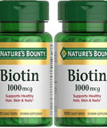 Nature'S Bounty Biotin Supports Metabolism For Energy And Healthy Hair Skin And Nails 1000 Mcg 100 Tablets (Pack Of 2)