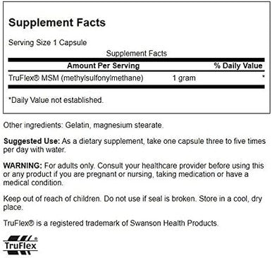 Swanson MSM - Essential Minerals Promoting Mobility & Joint Health Support - Helps to Maintain Connective Tissue Health Including Cartilage Collagen & Hair - (240 Capsules 1000mg Each)