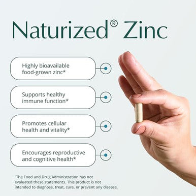 Natura Health Products Zinc Supplement - Supports Cellular Health And A Healthy Immune Response - Highly Bioavailable Food-Grown Zinc ( ) 25 Mg 60 Capsules