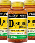 Mason Natural Vitamin D3 125 Mcg (5000 Iu) Supports Bone Muscle & Immune Health From Fish Liver Oil 50 Softgels Pack Of 3