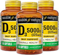 Mason Natural Vitamin D3 125 Mcg (5000 Iu) Supports Bone Muscle & Immune Health From Fish Liver Oil 50 Softgels Pack Of 3