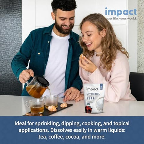 Impact - Erythritol Granular Sweetener - Zero Calorie, Low Carb & Plant-Based, Label-Friendly, Looks & Tastes Like Sugar - 1lb Pouch