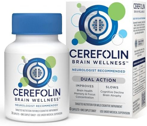 Cerefolin Brain Wellness Targeted Nutrition for Cognitive Support Improves Memory Focus and Concentration LMethylfolate NAC B12 Neurologist Recommended (30 Count)