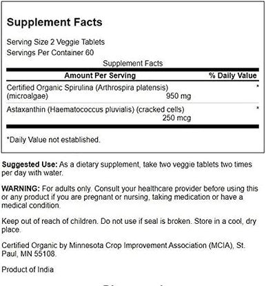 Swanson Organic Spirulina & Astaxanthin 120 Veg Tabs