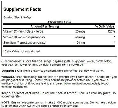 Swanson Strontium Complex with Vitamins D-3 & K-2 60 Sgels