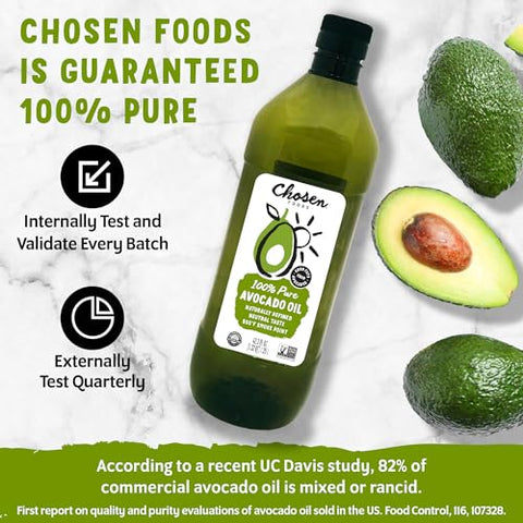 Chosen Foods 100% Pure Avocado Oil, Keto Diet Friendly, Kosher Oil for Baking, High-Heat Cooking, Frying, Homemade Sauces, Dressings and Marinades (1.25 liters)(42.3 fl oz)