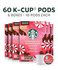 Starbucks K-Cup Coffee Pods, Peppermint Mocha Naturally Flavored Coffee for Keurig Brewers, 100% Arabica, Limited Holiday Edition, 6 Boxes (60 Pods Total)