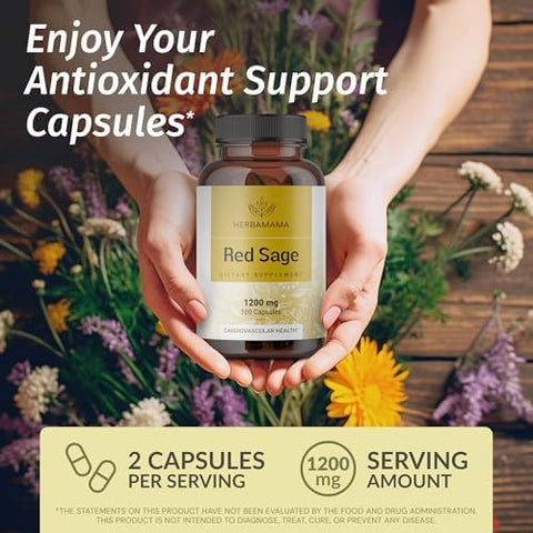 Herbamama Red Sage And Coq10 Kit - Bundle Of Red Sage Dan Shen Capsules & Coenzyme Q10 Gummies - Vegan Non-Gmo Gelatin- - 2 Pack
