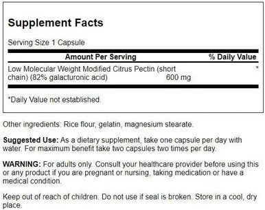 Swanson PectiPure Modified Citrus Pectin-Supports Digestive Health and Cellular Health-Delivers Minimum of 82% Galacturonic Acid-Natural Wellness Supplement (60 Capsules 600mg Each)