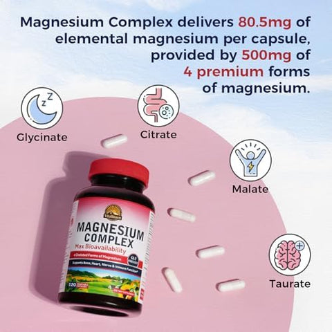 Vitalitown Magnesium Complex Supplement 500mg and Vitamin C Complex 1000mg