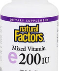 Natural Factors Vitamin E Mixed 200 IU Antioxidant Support for Cellular Integrity 90 Soft Gels