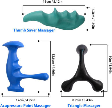 Abnaok Manual Trigger Point Massage Tool And Thumb Saver For Full Body Deep Tissue Massage, With 3-Legged Massage Knobs, Stress Relief