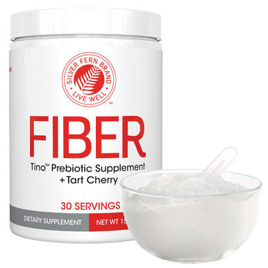 Silver Fern Tino Natural Gluten Free Prebiotic Fiber Supplement - With Tart Cherry Extract & Polycan Black Yeast Extract - Non-Gmo, Water Soluble Fiber Powder Mix (1 Canister - 15.9 Oz)