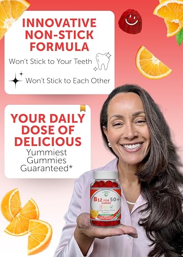 Lunakai Usa Made Vitamin B12 Gummies For Adults 50 Non-Gmo B12 For Energy & Vitality Boost Delicious Orange Flavor 60Ct